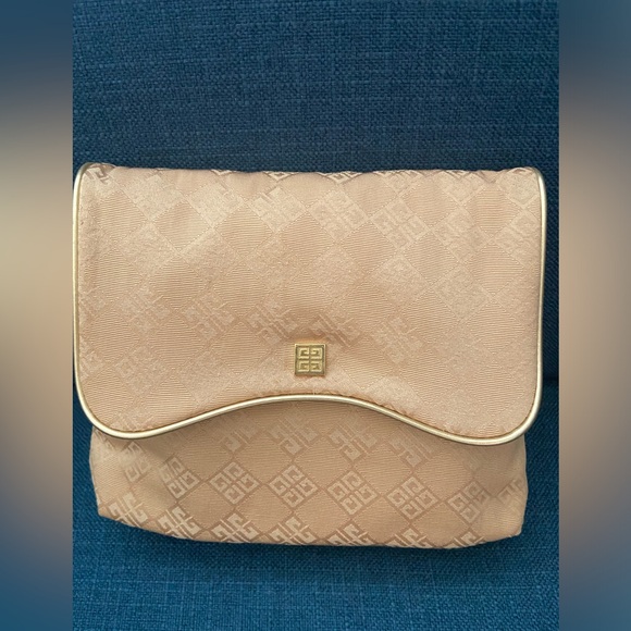 NWOT, Vintage Givenchy Gold Yellow Monogram Clutch/ Travel Cosmetics Bag Purse - Picture 1 of 14